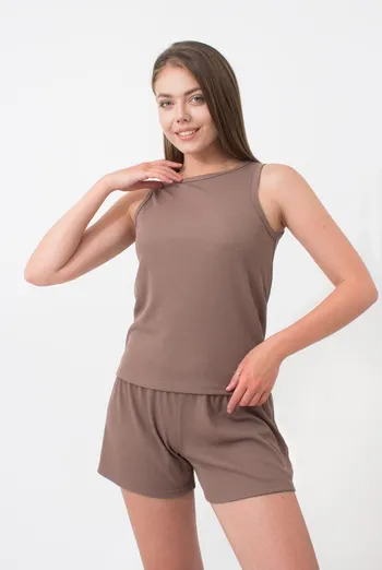 Майка женская в рубчик на широких бретелях Rib 3808/010 Giulia (beige), бежевый