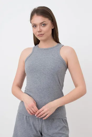 Майка женская в рубчик на широких бретелях Rib 3808/010 Giulia (light grey), серый