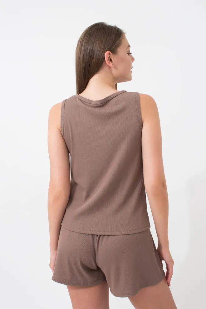 Майка женская в рубчик на широких бретелях Rib 3808/010 Giulia (beige), бежевый