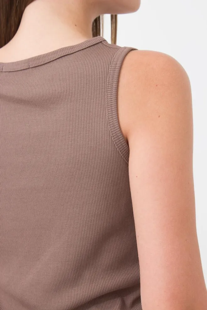 Майка женская в рубчик на широких бретелях Rib 3808/010 Giulia (beige), бежевый