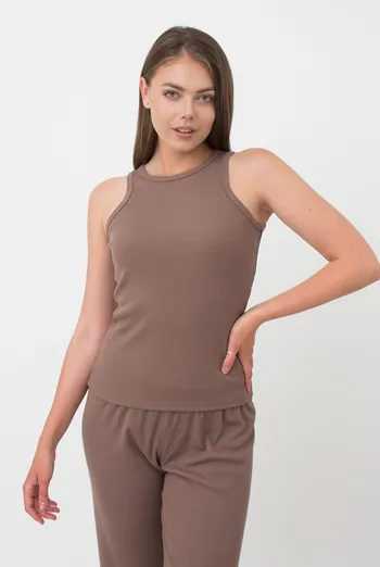 Майка женская в рубчик на широких бретелях Rib casual 3810/010 Giulia (beige) Майка женская в рубчик на широких бретелях Rib casual 3810/010 Giulia (beige)