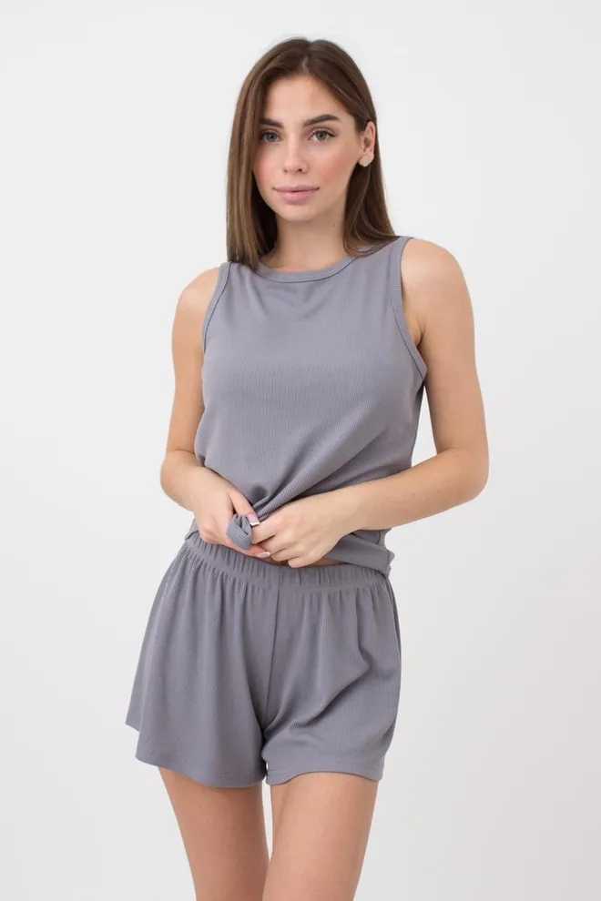Шорты женские в рубчик RIB 4209/010 Giulia (grey), серый