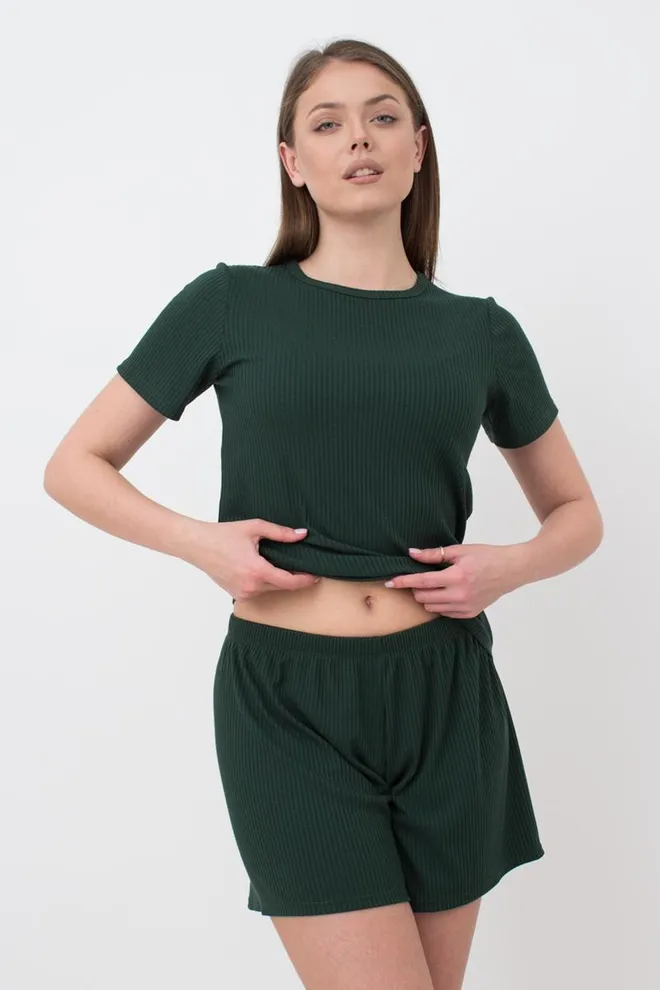 Шорты женские в рубчик RIB 4209/010 Giulia (khaki), зелёный