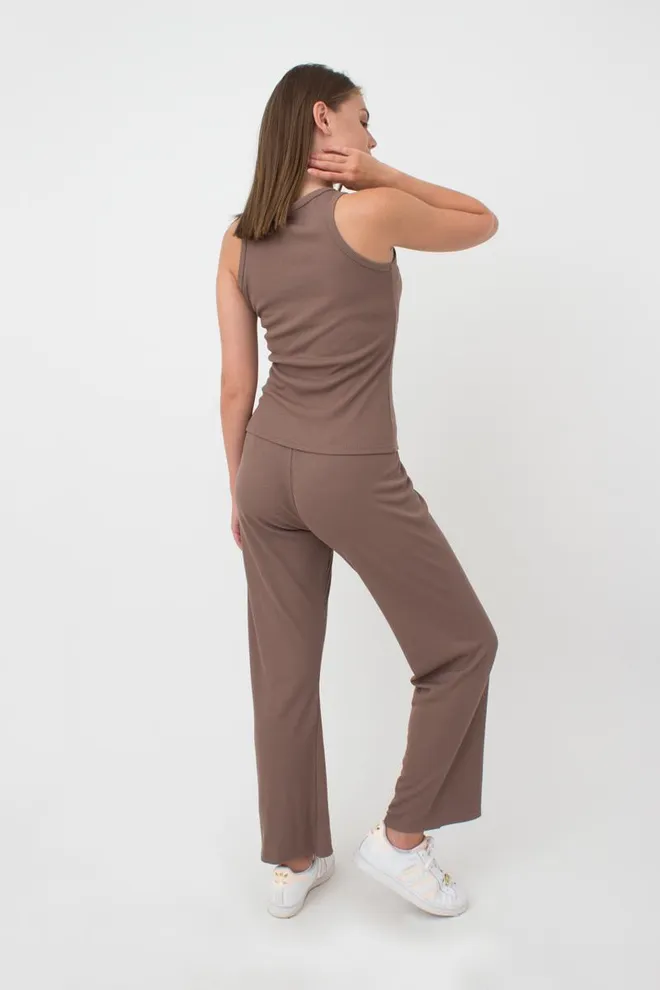 Штаны женские в рубчик RIB 4307/010 Giulia (beige), коричневый