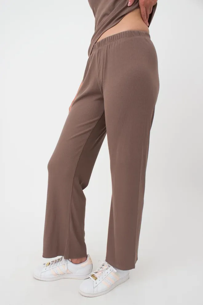 Штаны женские в рубчик RIB 4307/010 Giulia (beige), коричневый