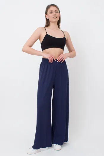 Широкие штаны в пол Rib casual 4314/010 Giulia (navy)