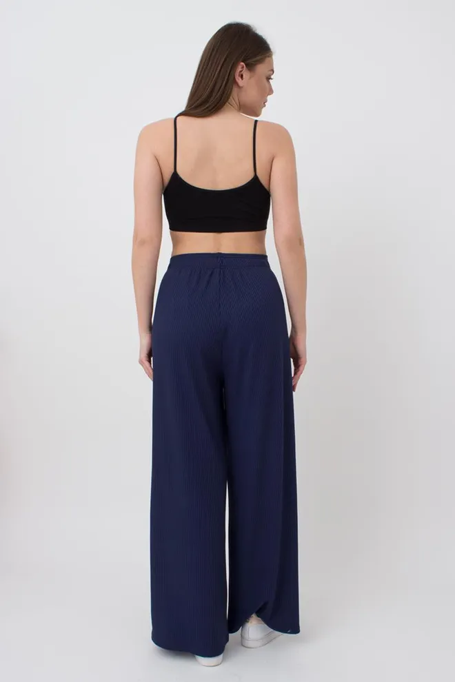 Широкие штаны в пол Rib casual 4314/010 Giulia (navy)