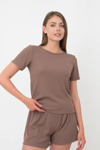 Футболка женская в рубчик Rib 4804/010 Giulia (beige), бежевый Футболка женская в рубчик Rib 4804/010 Giulia (beige), бежевый