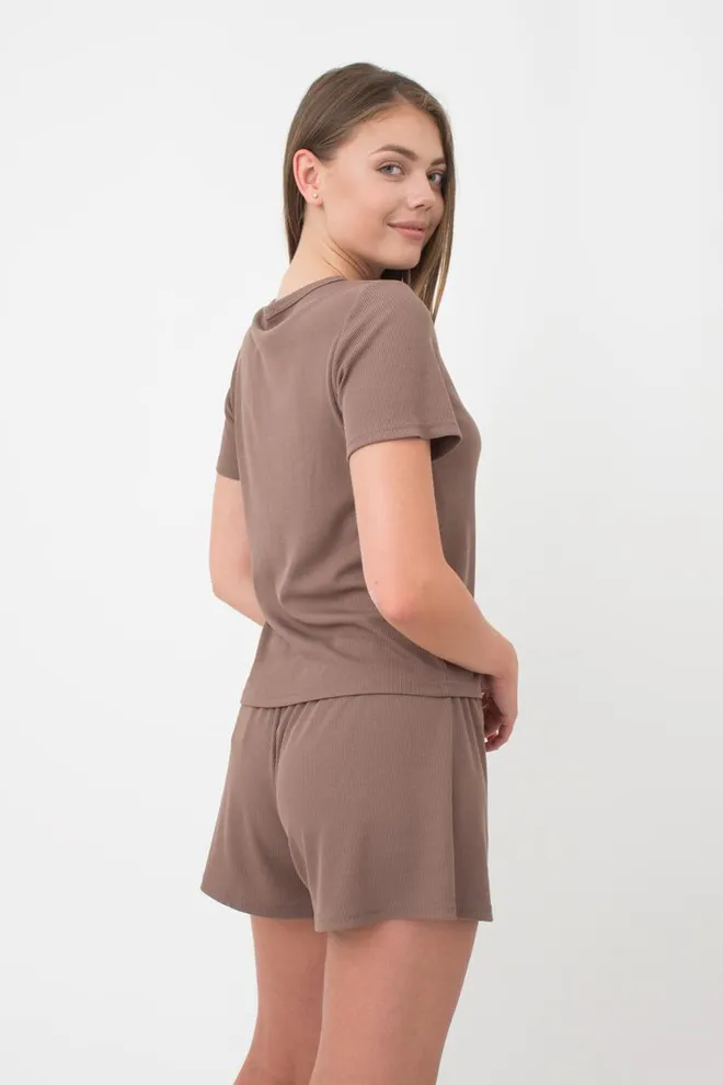 Футболка женская в рубчик Rib 4804/010 Giulia (beige), бежевый