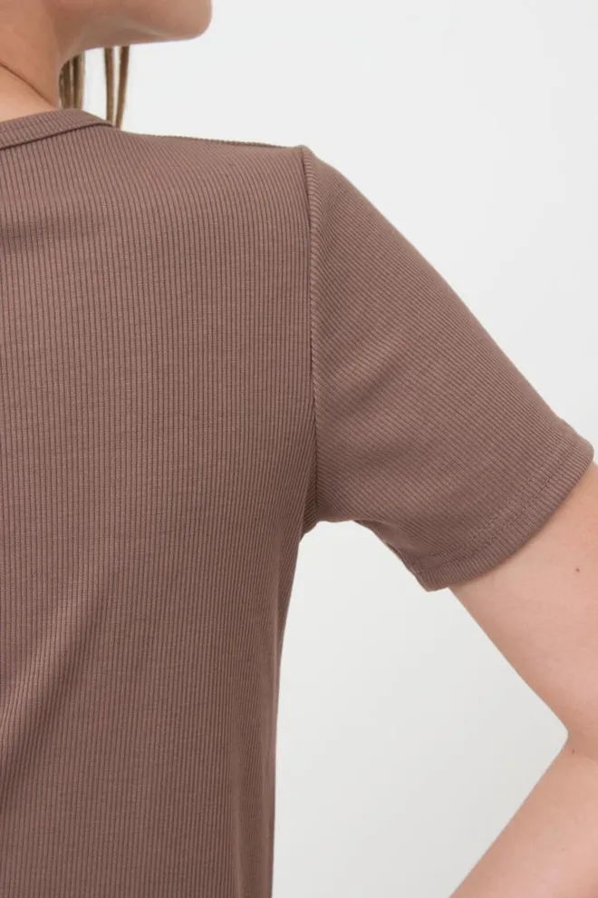 Футболка женская в рубчик Rib 4804/010 Giulia (beige), бежевый