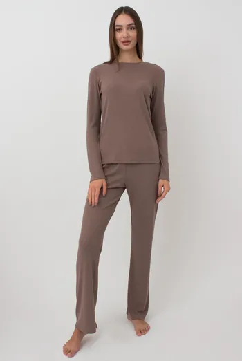 Комплект в рубчик RIB 5312/010 Giulia (beige), коричневый Комплект в рубчик RIB 5312/010 Giulia (beige), коричневый