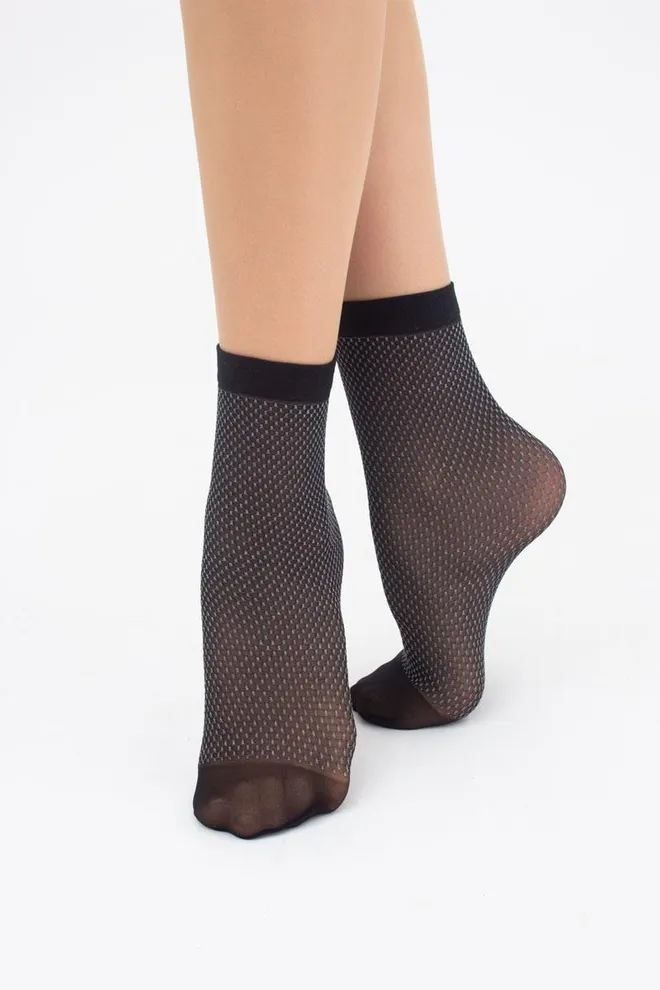 Шкарпетки жіночі короткі в сітку RN-04 Giulia (nero/grey)