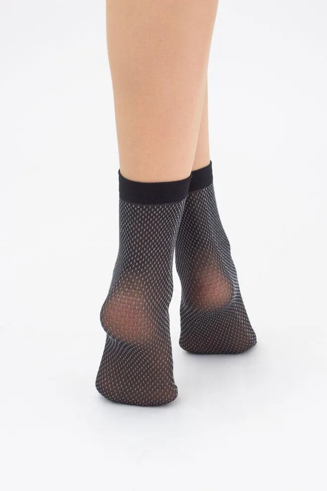 Шкарпетки жіночі короткі в сітку RN-04 Giulia (nero/grey)