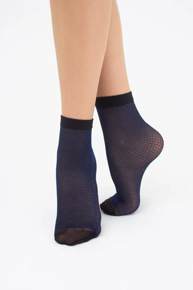Шкарпетки жіночі короткі в сітку RN-04 Giulia (nero/blue)