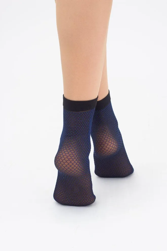 Шкарпетки жіночі короткі в сітку RN-04 Giulia (nero/blue)
