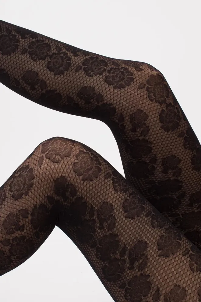 Капроновые леггинсы с кружевным рисунком Rosebud leggings 40 den Giulia (nero)