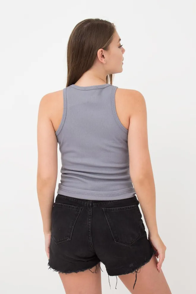 Майка женская в рубчик на широких бретелях Rib casual 3811/010 Giulia (grey)