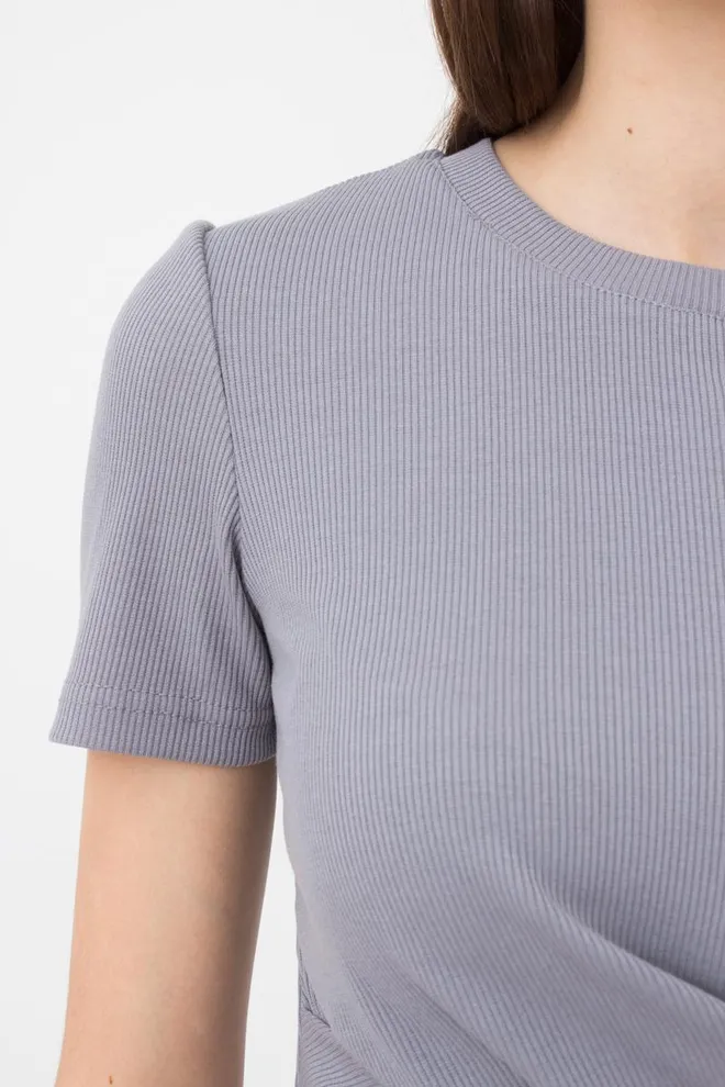 Топ в рубчик с переплетом Rib casual 4105/010 Giulia (grey)