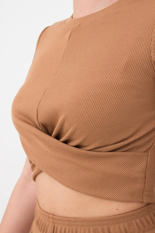 Топ в рубчик с переплетом Rib casual 4105/010 Giulia (cappuccino)