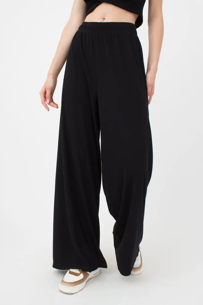 Широкие штаны в пол Rib casual 4314/010 Giulia (black)
