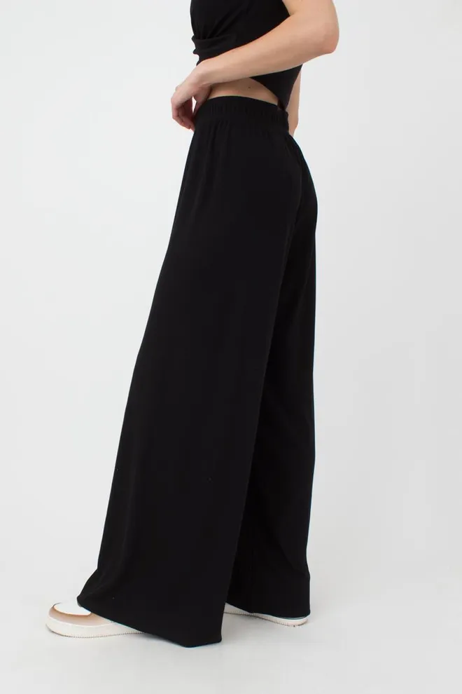 Широкие штаны в пол Rib casual 4314/010 Giulia (black)