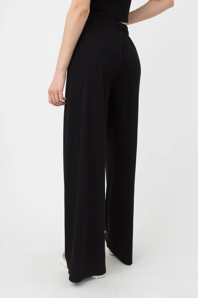 Широкие штаны в пол Rib casual 4314/010 Giulia (black)