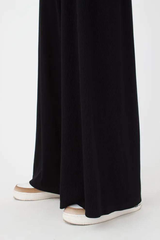 Широкие штаны в пол Rib casual 4314/010 Giulia (black)