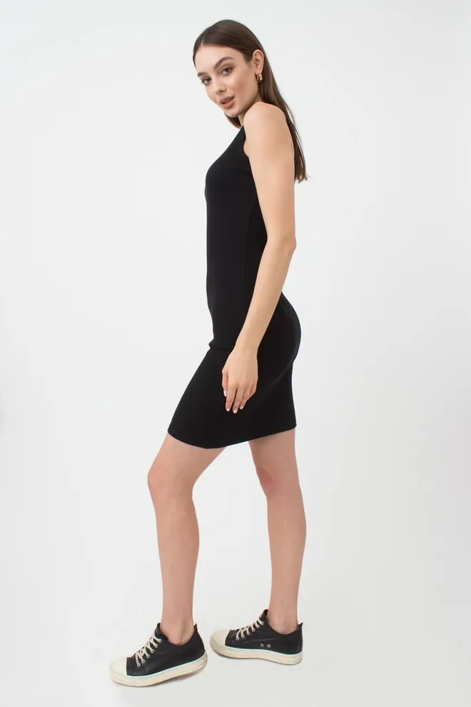 Платье в рубчик на широких бретелях Rib 8701/010 Giulia (black)