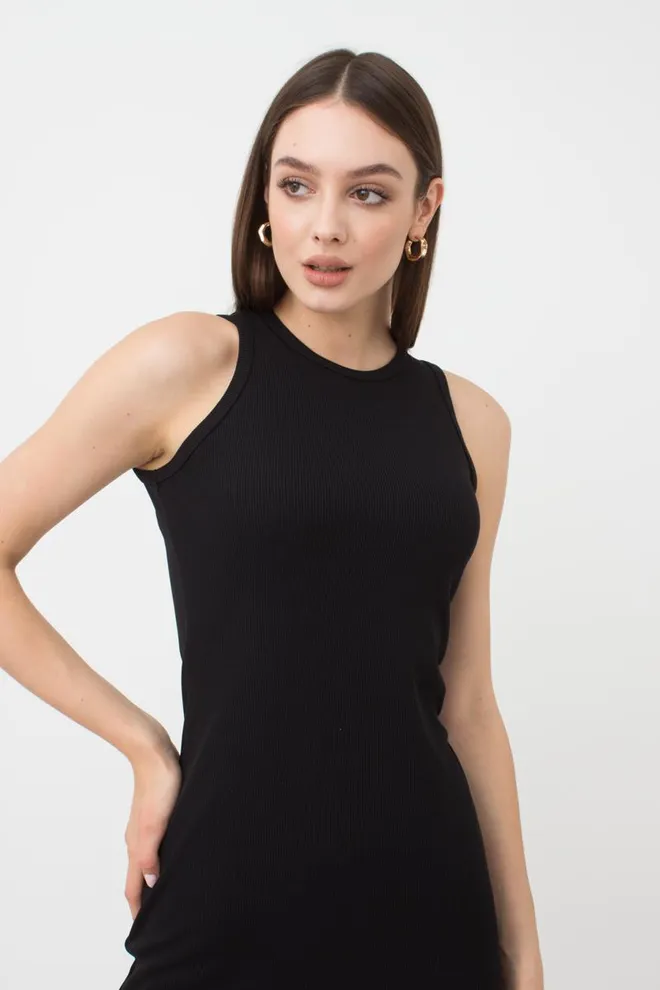 Платье в рубчик на широких бретелях Rib 8701/010 Giulia (black)