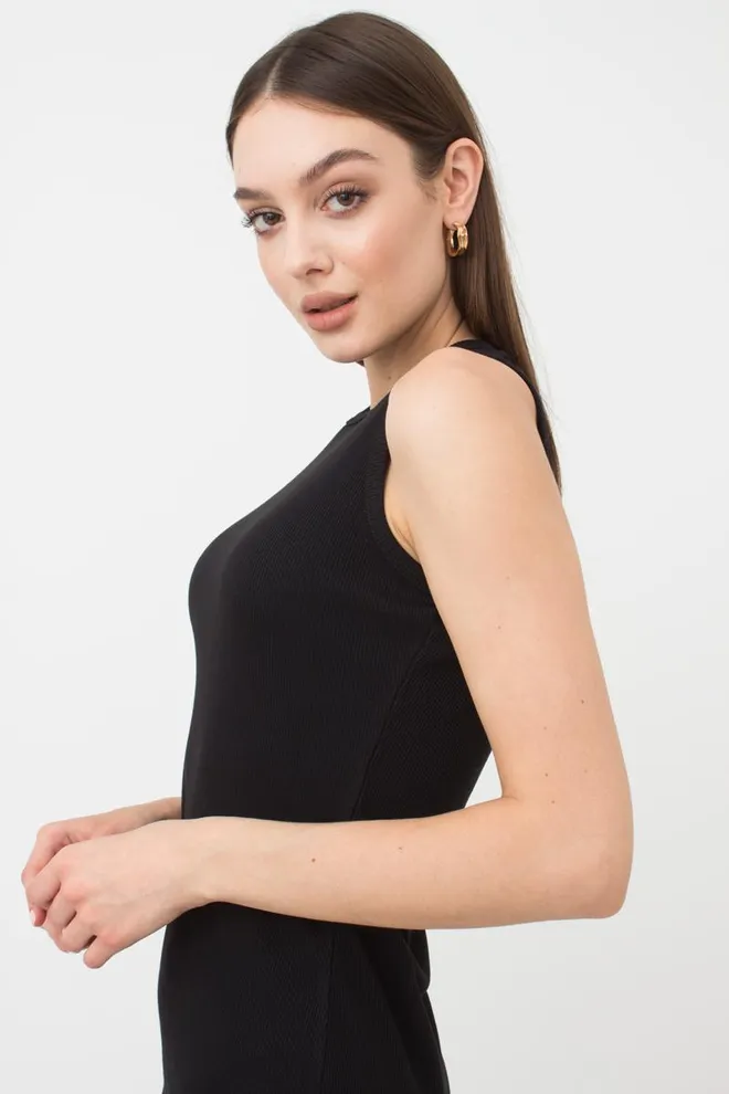 Платье в рубчик на широких бретелях Rib 8701/010 Giulia (black)