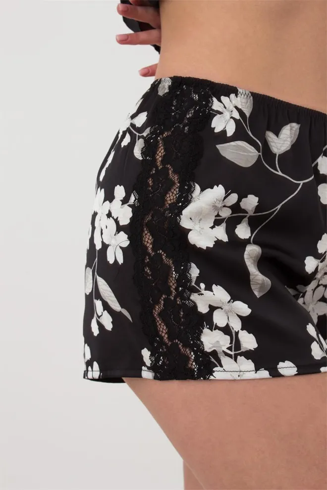 Пижама женская с шортами SAKURA 6032/051 Giulia (black/sakura), черный