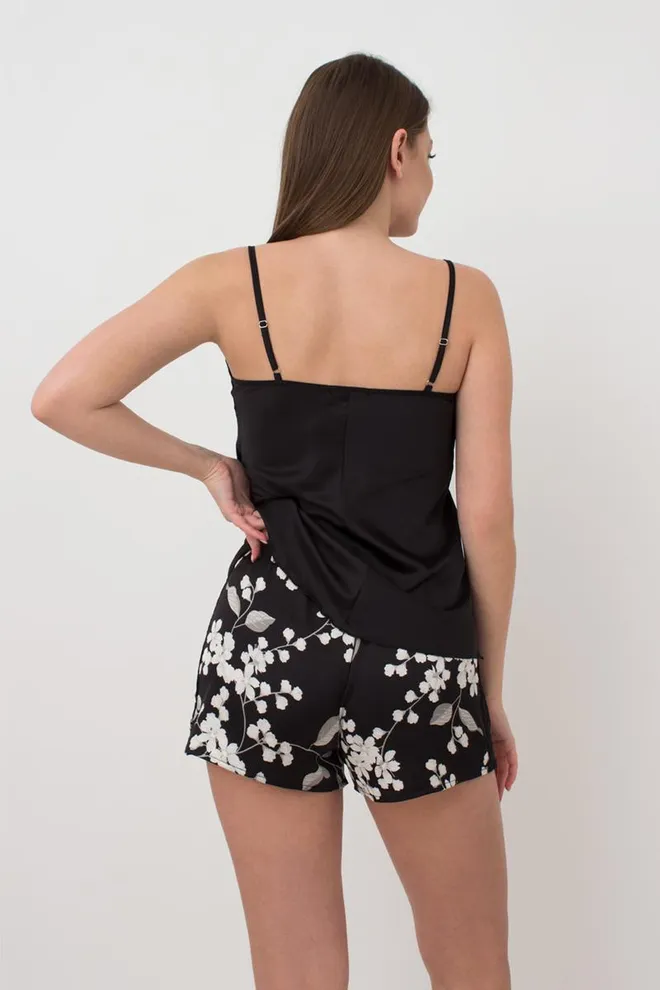 Пижама женская с шортами SAKURA 6032/051 Giulia (black/sakura), черный