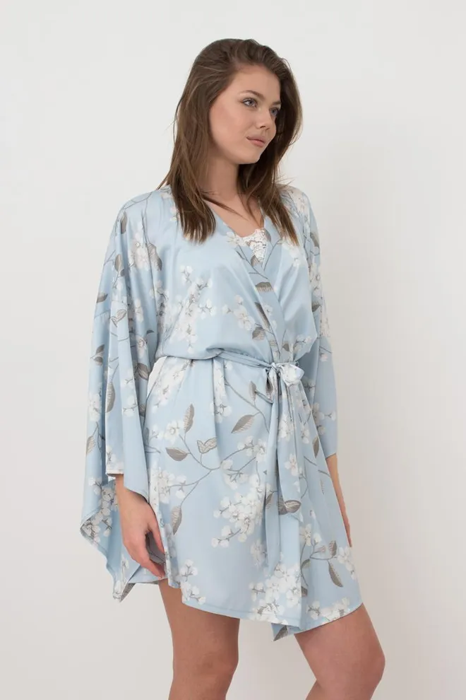 Халат-кимоно на запах с широкими рукавами Sakura 7326/050 Giulia (blue)