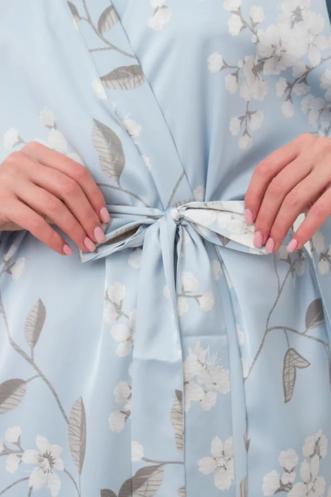 Халат-кимоно на запах с широкими рукавами Sakura 7326/050 Giulia (blue)