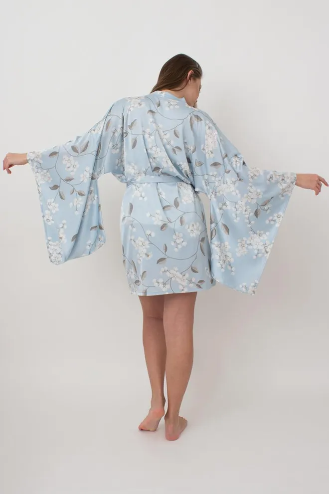 Халат-кимоно на запах с широкими рукавами Sakura 7326/050 Giulia (blue)