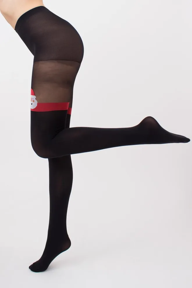 Колготки с рисунком новогодние Santa tights 60 den Giulia (black (1))