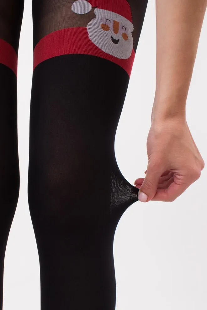 Колготки с рисунком новогодние Santa tights 60 den Giulia (black)