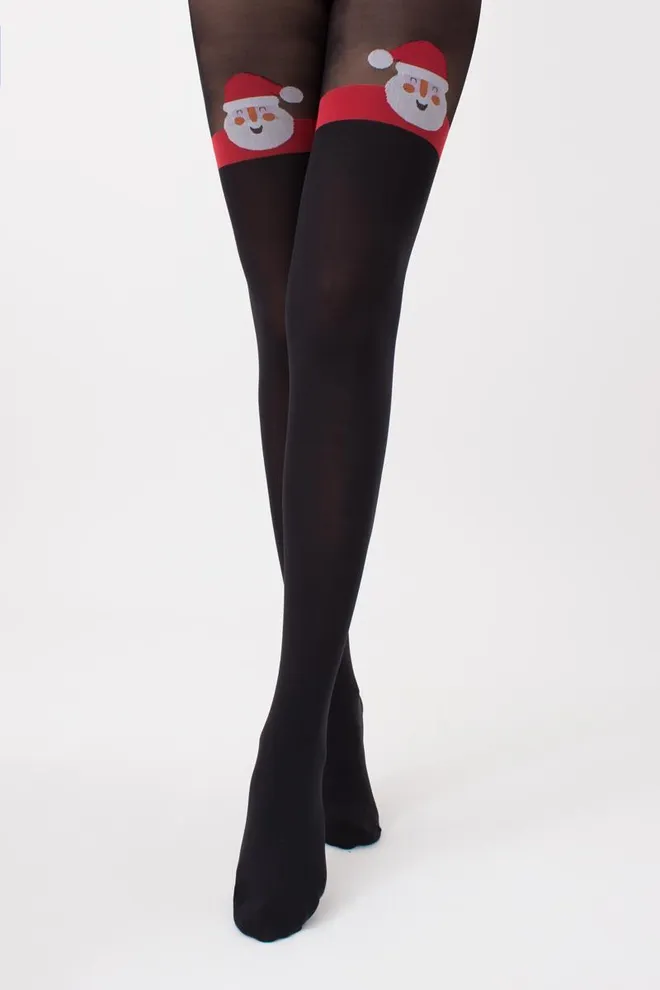 Колготки с рисунком новогодние Santa tights 60 den Giulia (black)