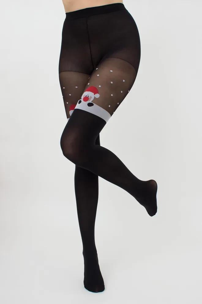 Колготки с рисунком новогодние Santa tights 60 den Giulia (black (пак-універс))