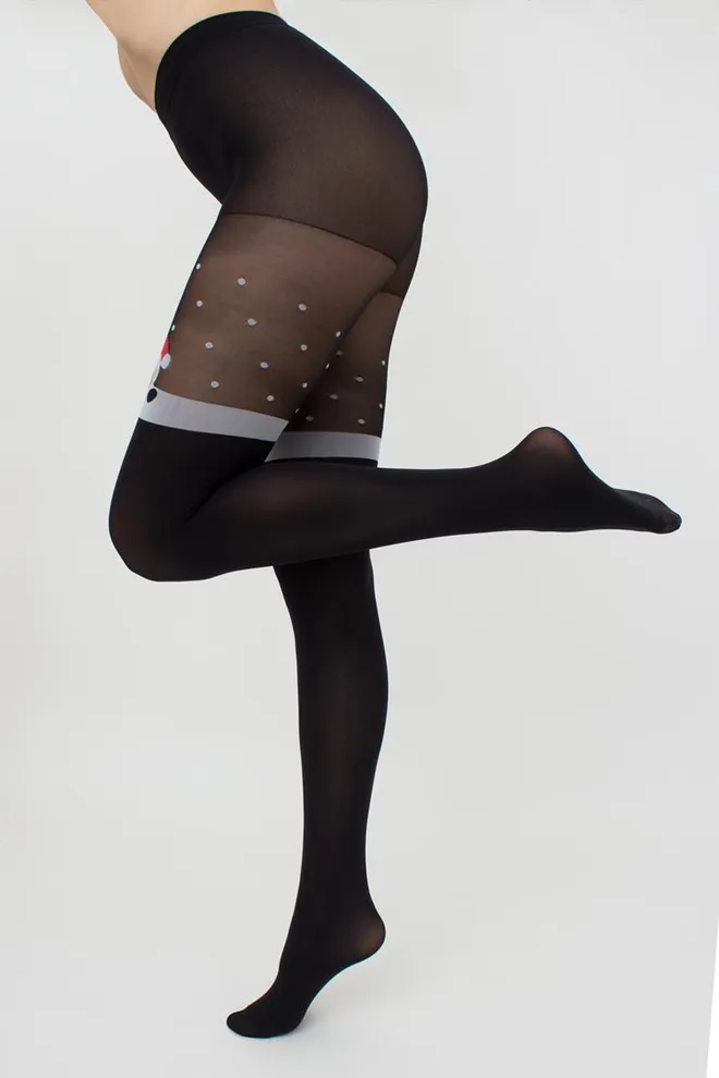 Колготки с рисунком новогодние Santa tights 60 den Giulia (black (пак-універс))