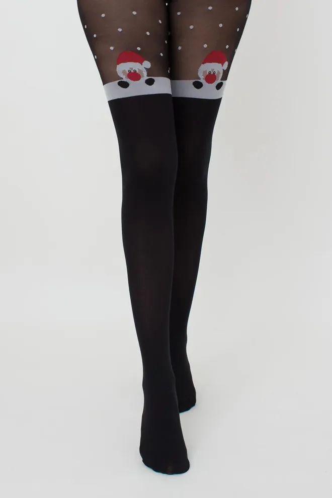 Колготки с рисунком новогодние Santa tights 60 den Giulia (black (пак-універс))
