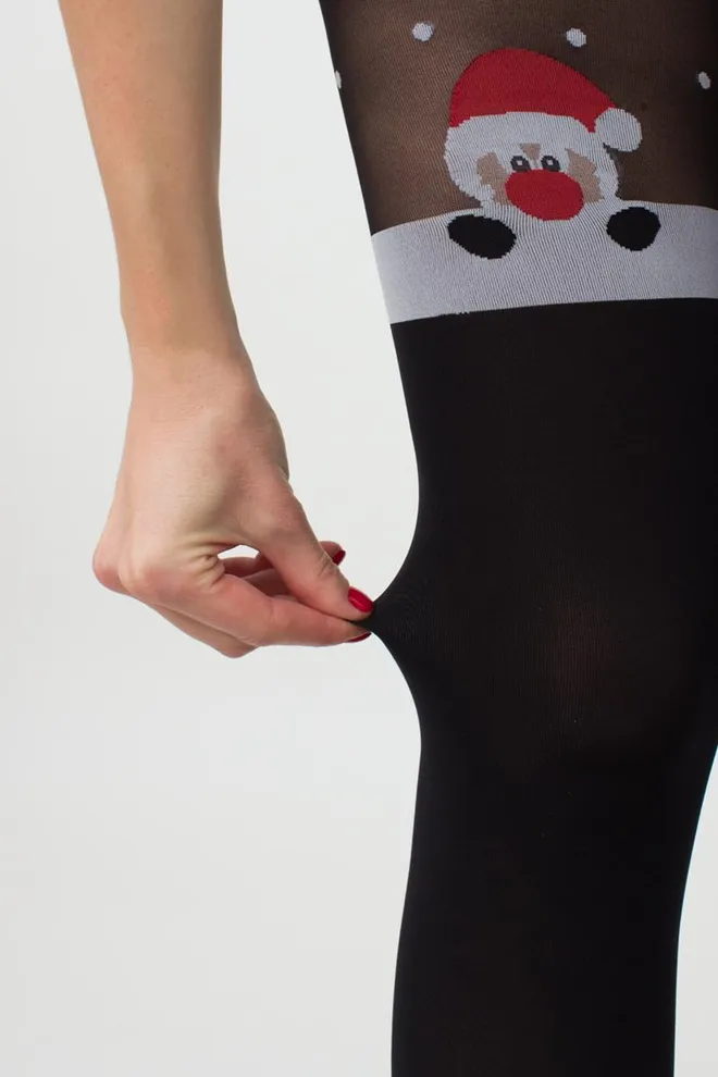 Колготки с рисунком новогодние Santa tights 60 den Giulia (black (пак-універс))