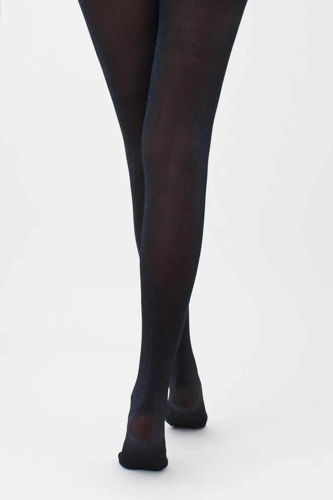 Колготки блестящие с люрексом Shiny 60 den model 1 Giulia (shiny turqoise metalic), черный