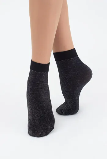 Шкарпетки жіночі короткі блискучі Shiny Giulia (dark silver metallic) Шкарпетки жіночі короткі блискучі Shiny Giulia (dark silver metallic)