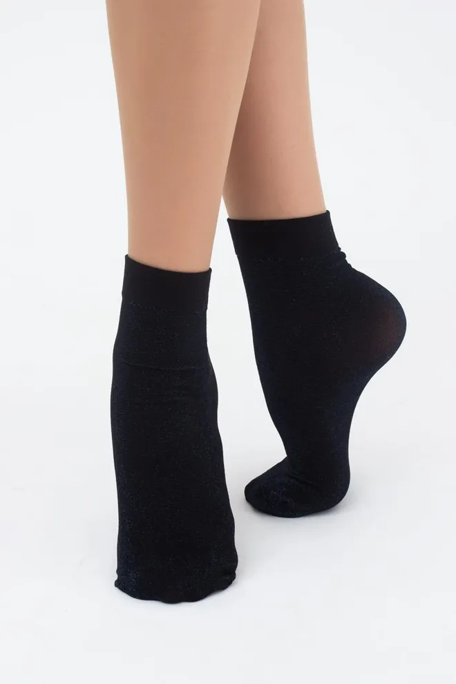 Шкарпетки жіночі короткі блискучі Shiny Giulia (shiny turqoise metalic)