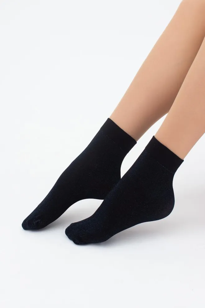 Шкарпетки жіночі короткі блискучі Shiny Giulia (shiny turqoise metalic)