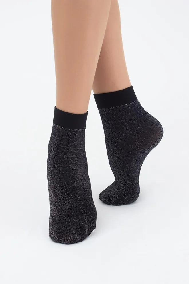 Шкарпетки жіночі короткі блискучі Shiny Giulia (dark silver metallic)