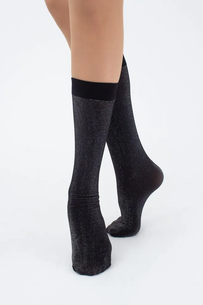 Женские блестящие гольфы Shiny Giulia (dark silver metallic)