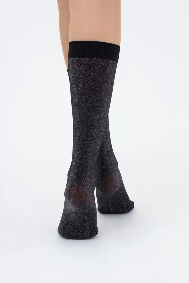 Женские блестящие гольфы Shiny Giulia (dark silver metallic)
