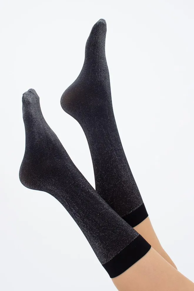 Женские блестящие гольфы Shiny Giulia (dark silver metallic)